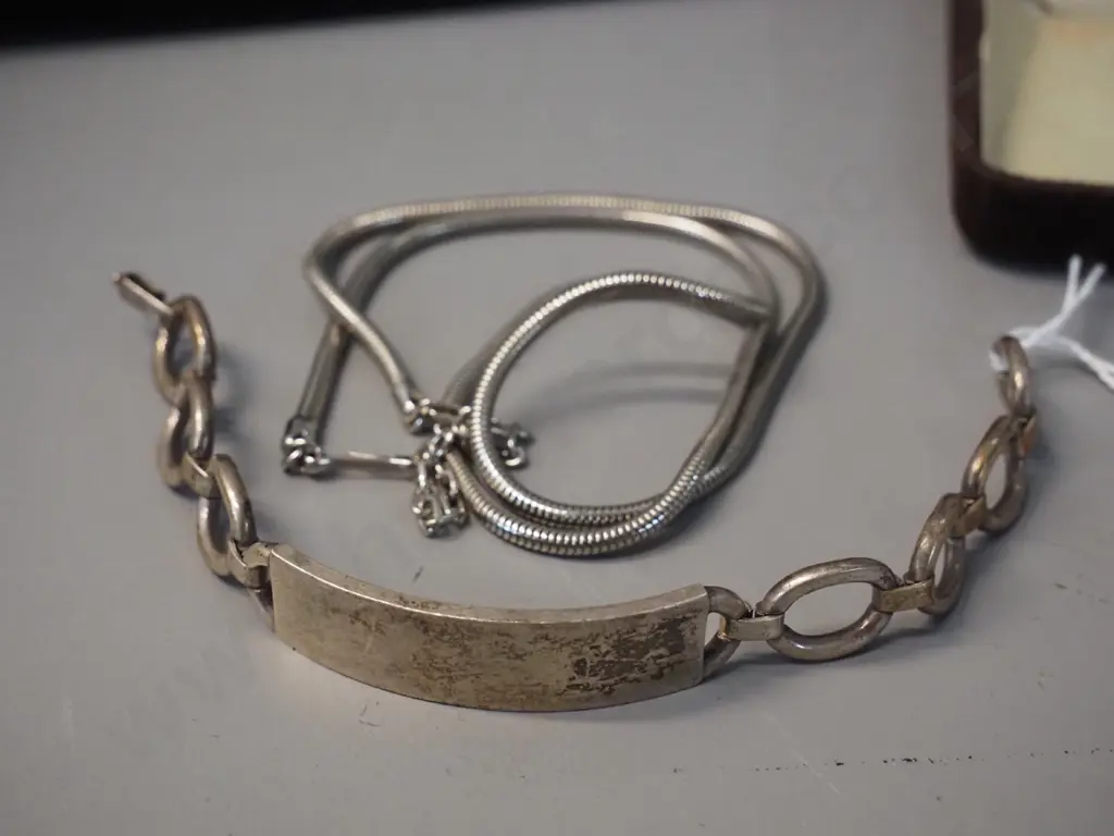 sterling silver chain bracelet marked S.W. STGSIL and a cased Oroton necklace Image 1++
