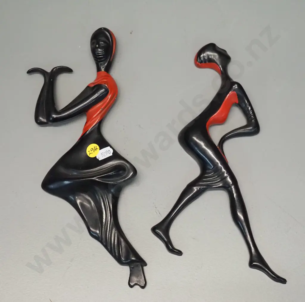 pair of Bossons wall hanging dancer figures - each approx. H-270 W-100 - Liberian Dancer with mend & Indian Dancer Image 1++