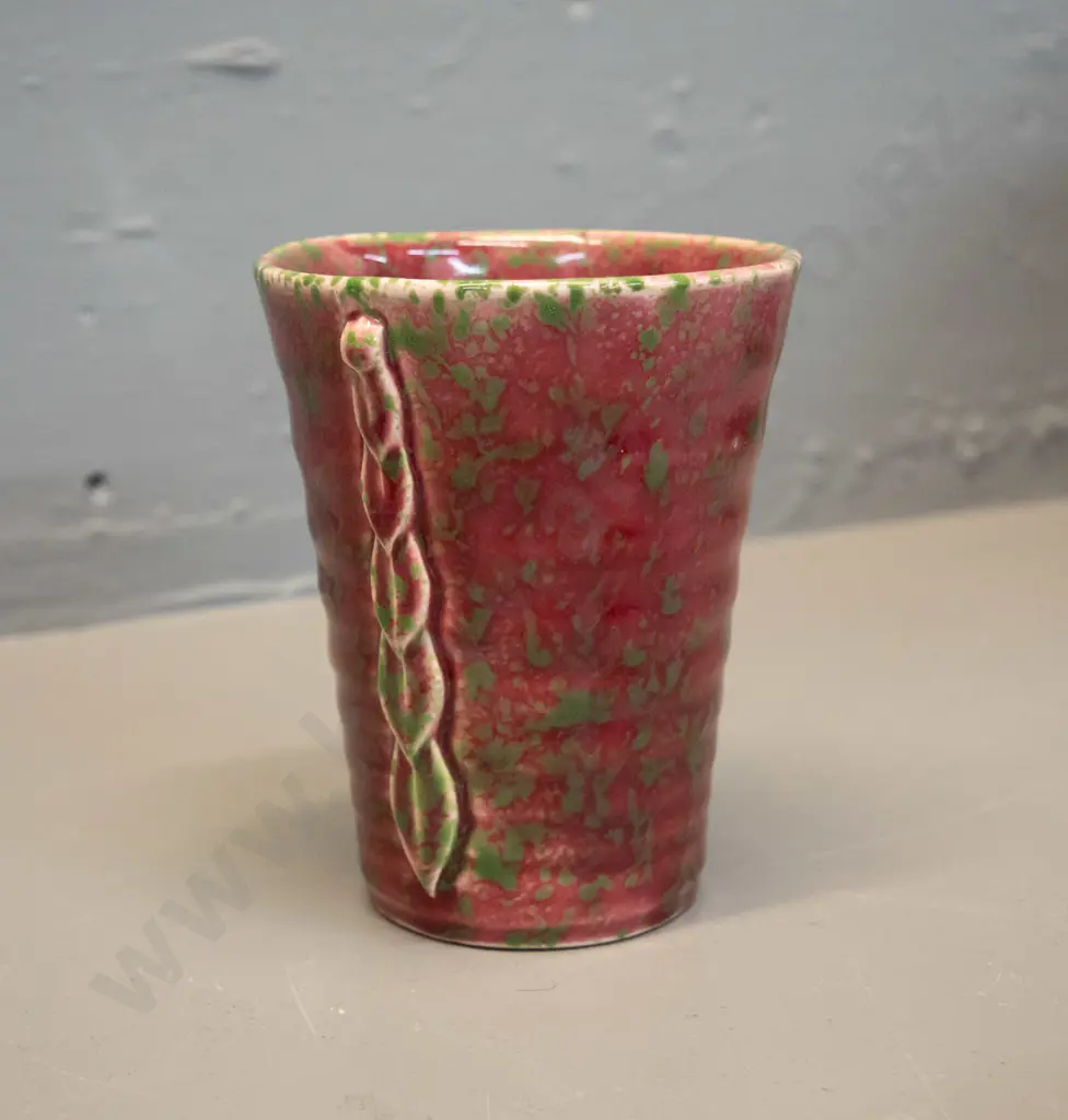 Crown Lynn red & green mottled vase number 131. H-95 Image 1++
