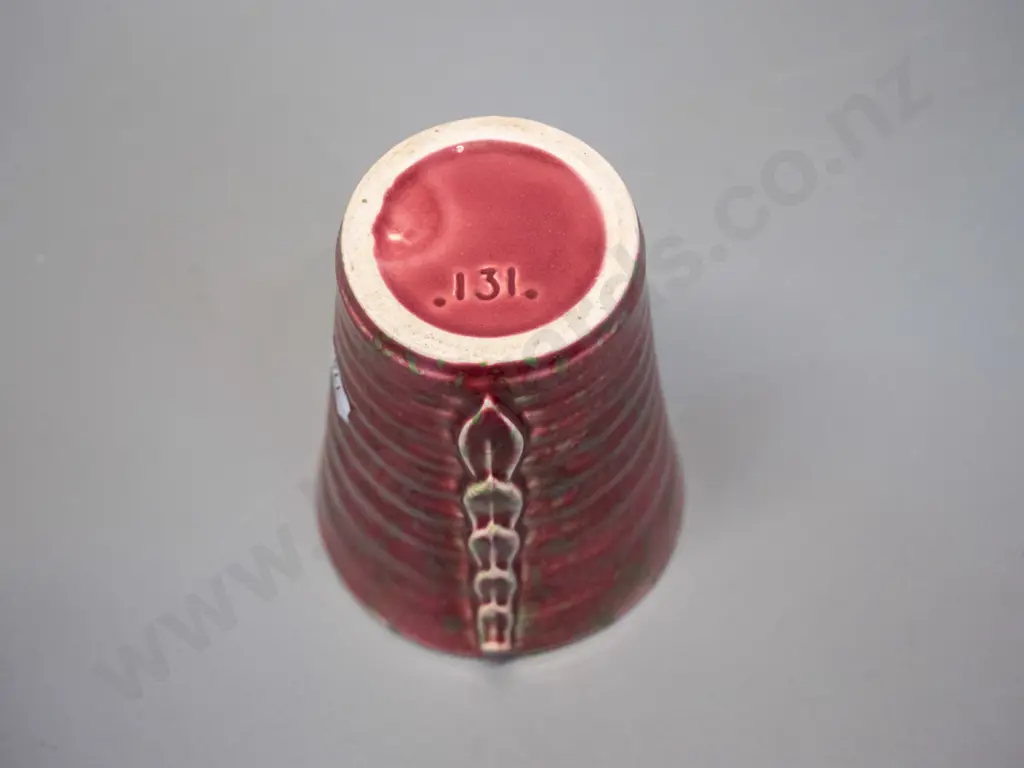 Crown Lynn red & green mottled vase number 131. H-95 Image 1++