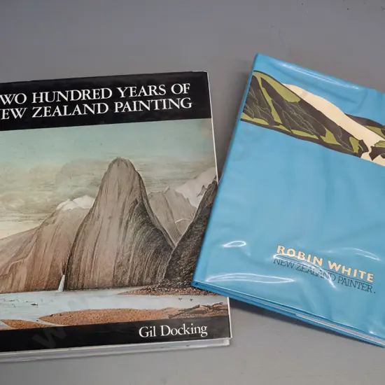 2 books "Robin White -New Zealand Painter" pub. 1981, warping of DJ due to plastic cover - and 200 Years of NZ Painting,