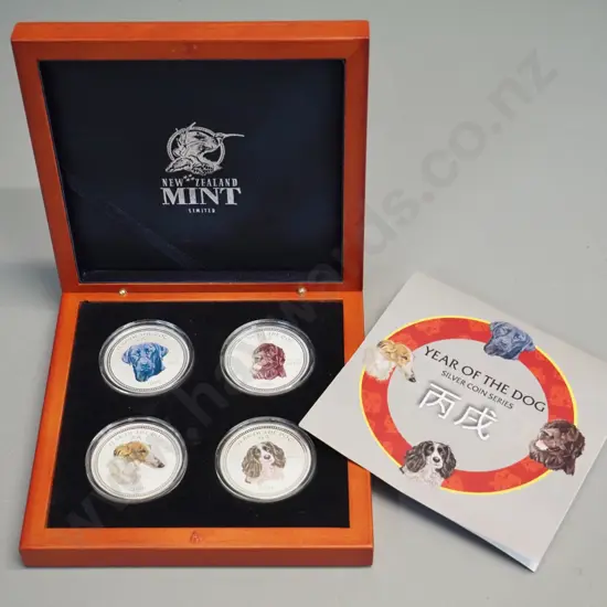 New Zealand coins - 2006 Year of the Dog cased set of 4 - .999 silver