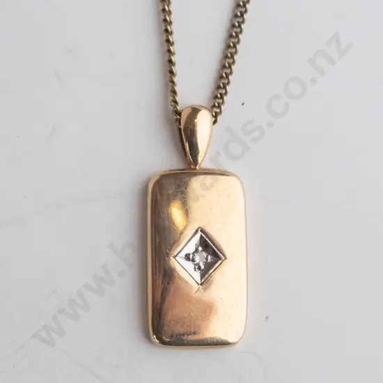 gold ingot with cz necklace stamped 375