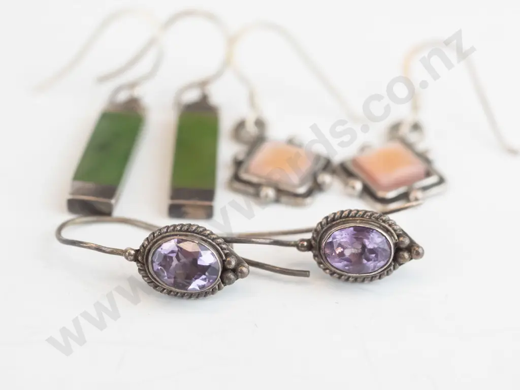 3 pairs asstd silver earrings all stamped 925 Image 1++