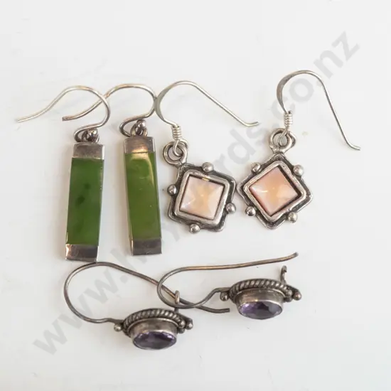 3 pairs asstd silver earrings all stamped 925