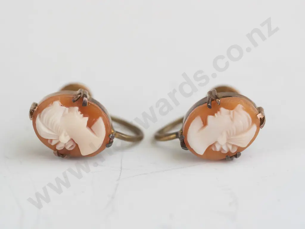 pair of 9ct screw on cameo earrings Image 1++