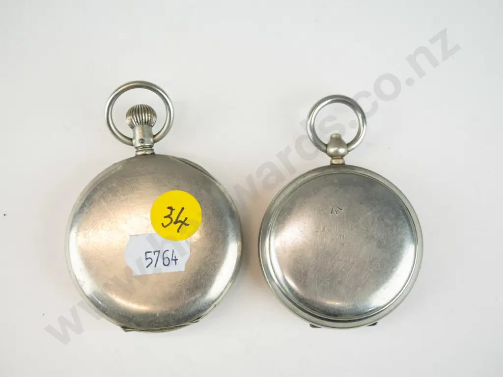 stopwatch marked Swiss Made and a pocket compass marked F. Barker & Co London 1917 Image 1++