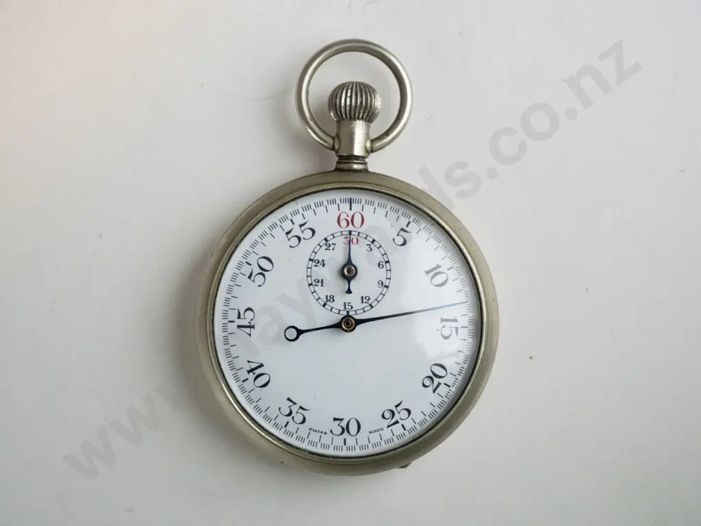 stopwatch marked Swiss Made and a pocket compass marked F. Barker & Co London 1917 Image 1++