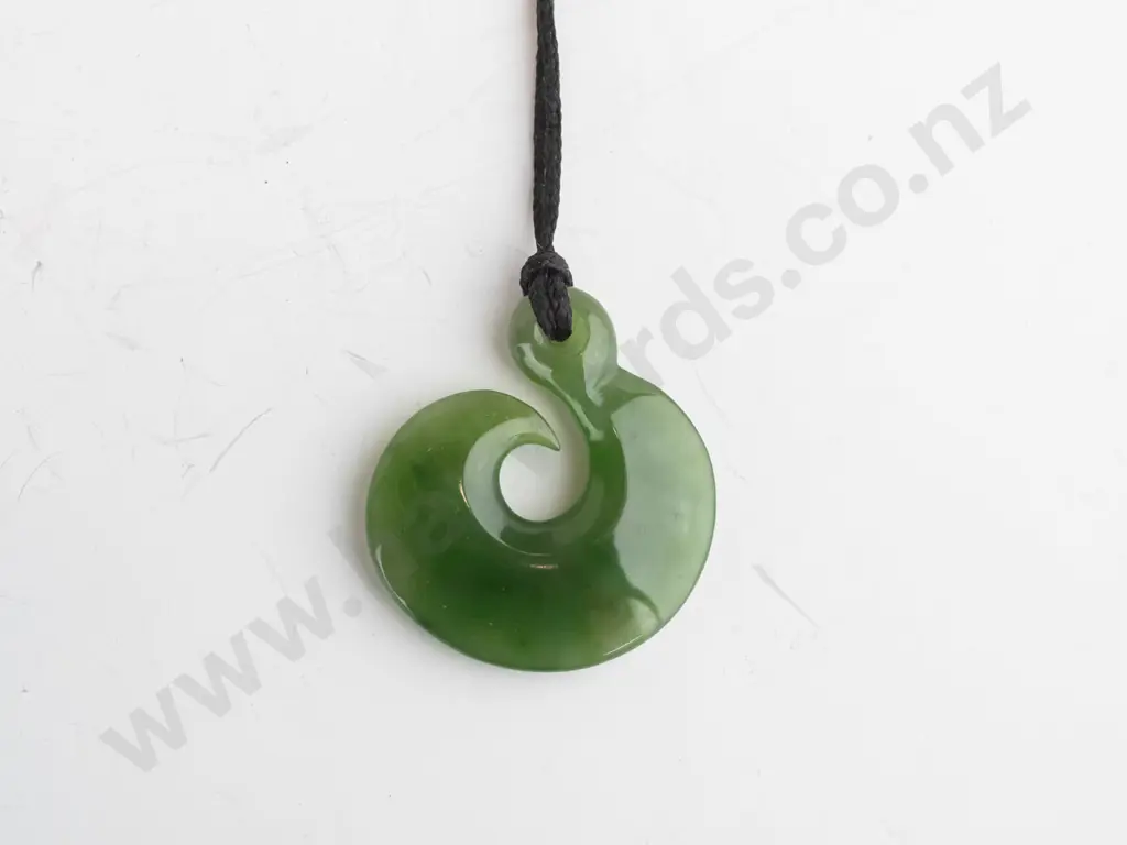 greenstone necklace on leather strand Image 1++
