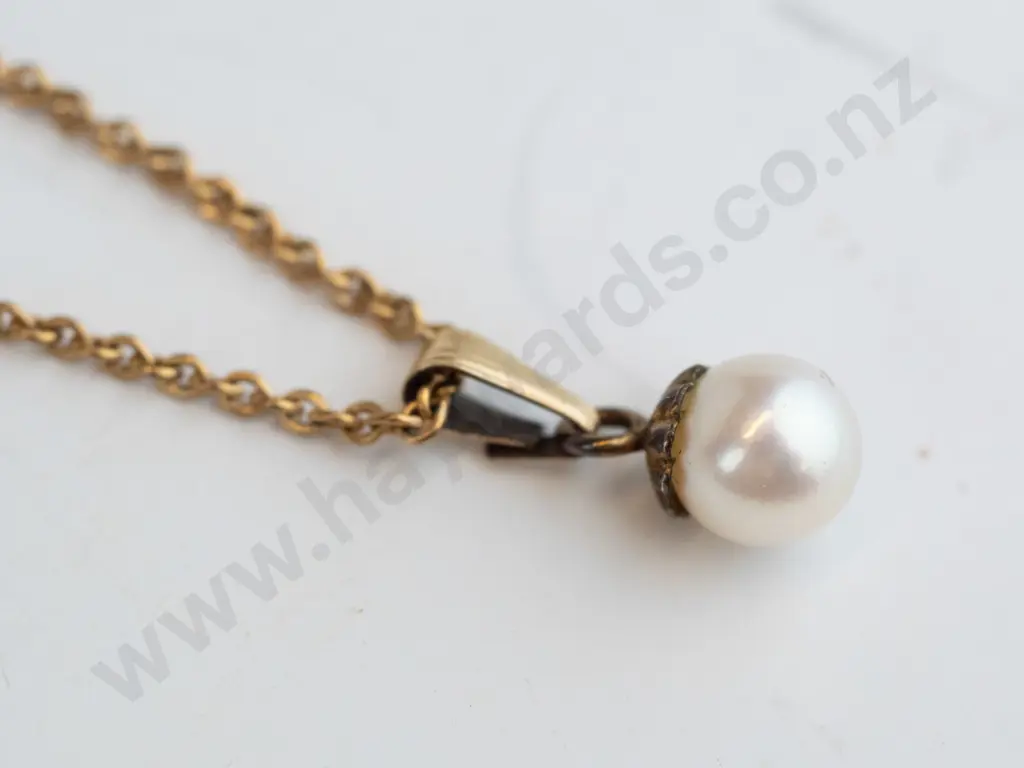 cultured pearl necklace stamped 12k Image 1++