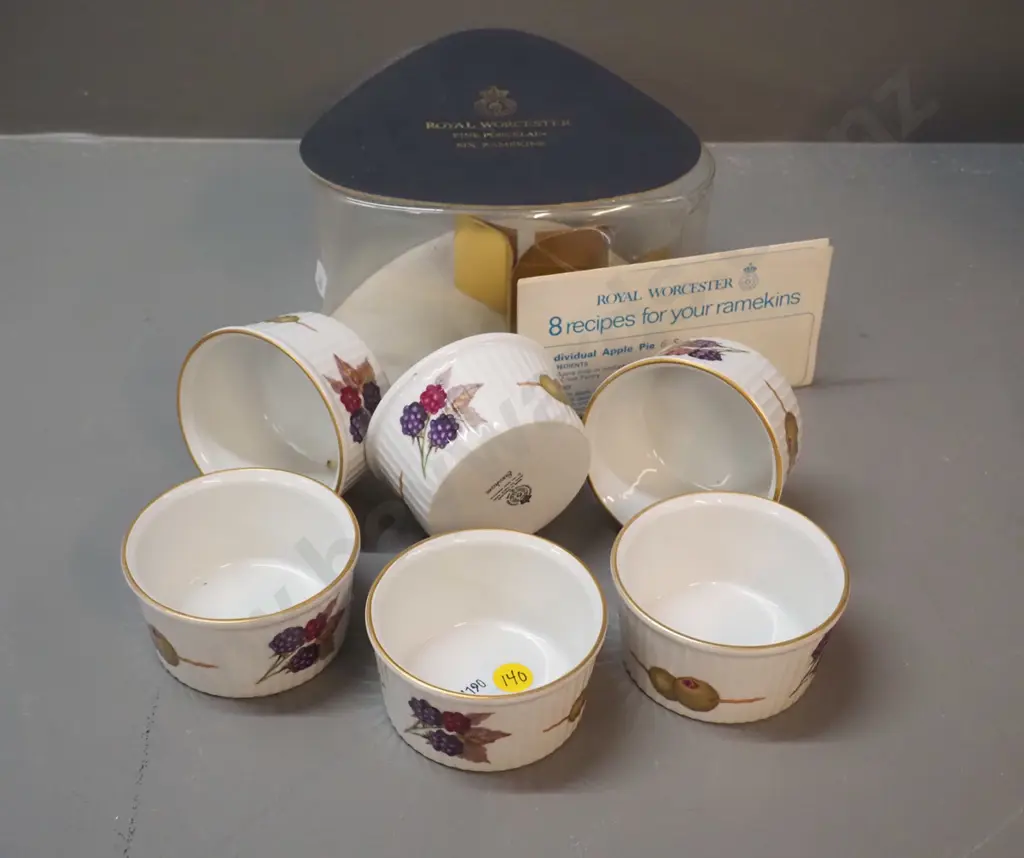 set of 6 Royal Worcester Evesham ramekins in original packaging with recipe pamphlet Image 1++