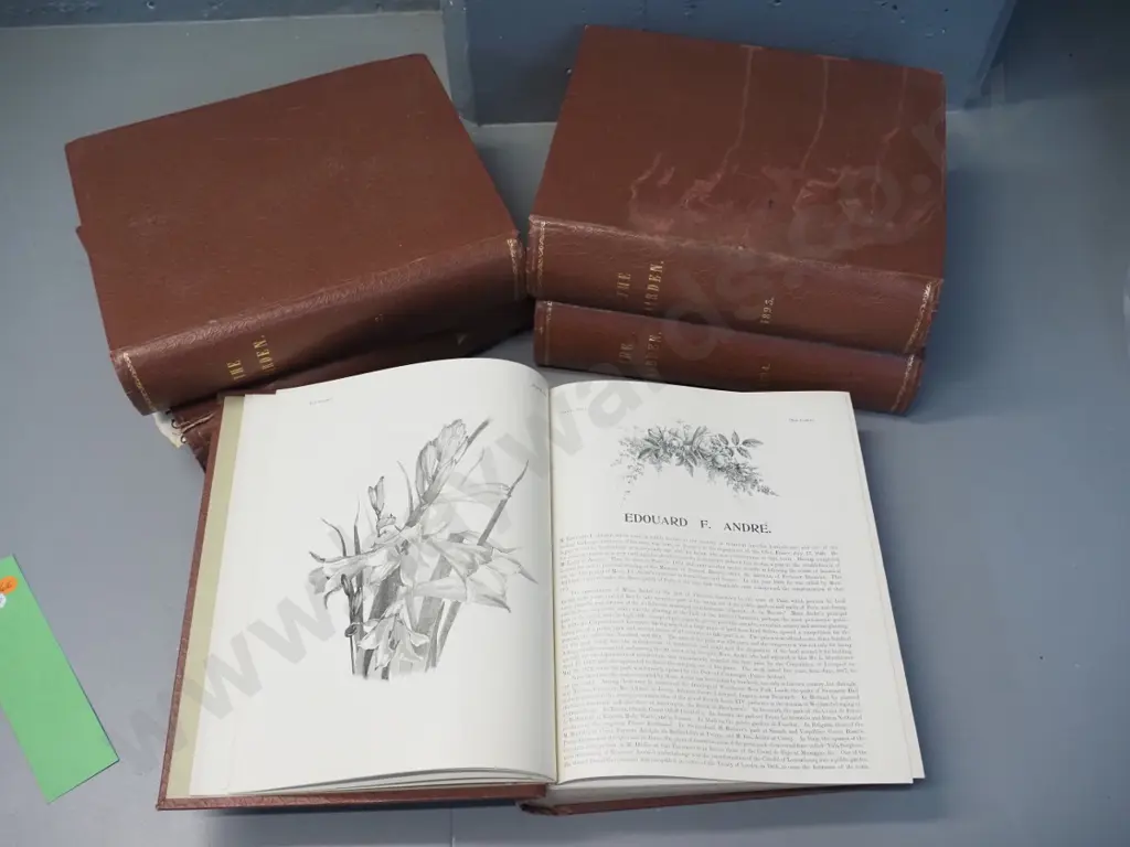 5 large annual bound volumes of "The Gardener" magazine from 1892 thru 1896 - some wear and foxing Image 1++