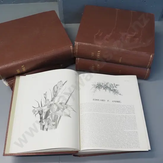 5 large annual bound volumes of "The Gardener" magazine from 1892 thru 1896 - some wear and foxing