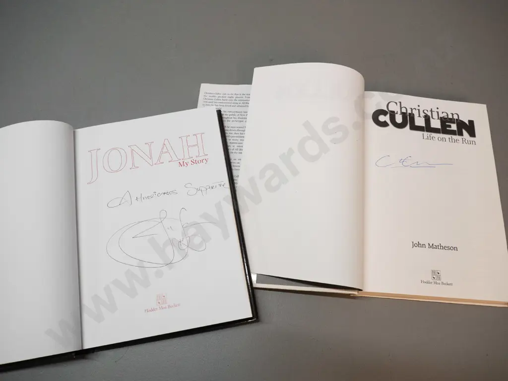 2 autographed rugby books - Jonah Lomu "My Story" and Christian Cullen "Life on the Run" Image 1++