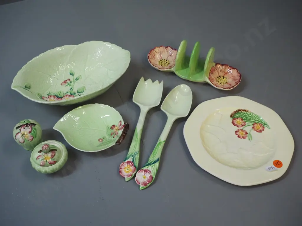 assorted Carlton Ware dogwood and primulus pattern items - bowl L-210 W-130 and a Shorter & Sons toast rack Image 1++
