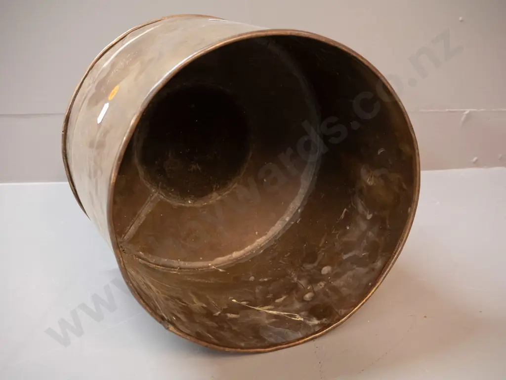 vintage large brass funnel / strainer with metal gauze filter, some dents H-380 D-250 Image 1++