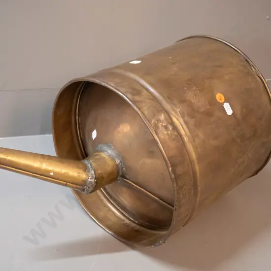 vintage large brass funnel / strainer with metal gauze filter, some dents H-380 D-250