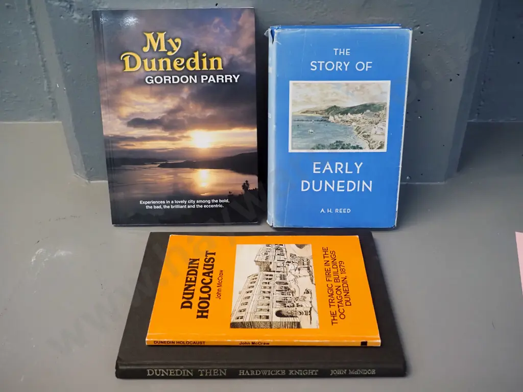 4 Dunedin history books - Signed A.H. Reed Story of Dunedin, Dunedin Holocaust, Hardwicke Knight, etc. Image 1++