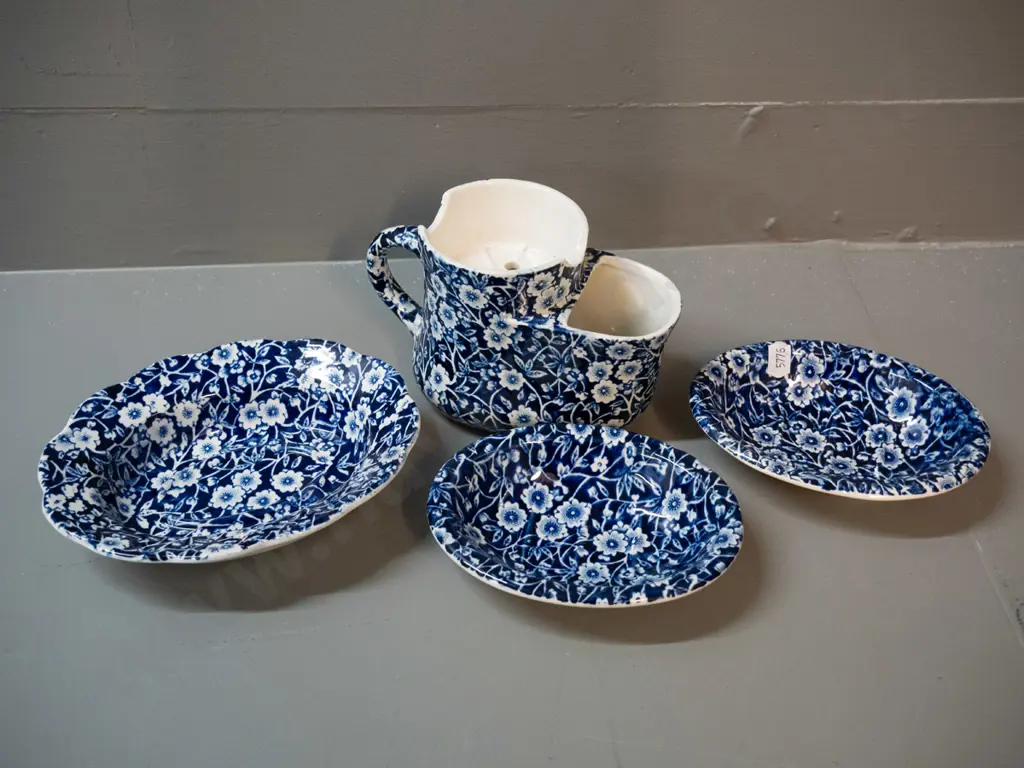 3 pieces of Burleigh calico ware - 3 soap dishes and a shaving mug H-100 W-155 Image 1++