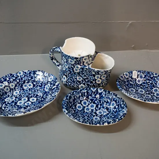 3 pieces of Burleigh calico ware - 3 soap dishes and a shaving mug H-100 W-155