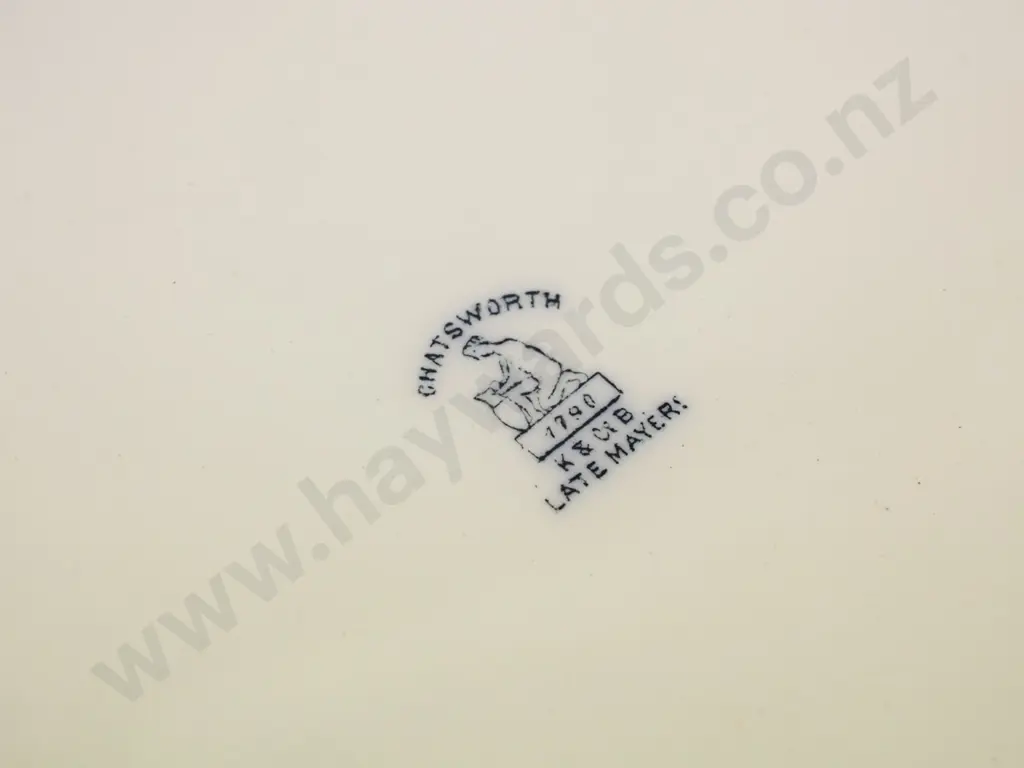 large K & Co Late Mayers "Chatsworth" pattern flow blue ashett L-455 W-370 Image 1++