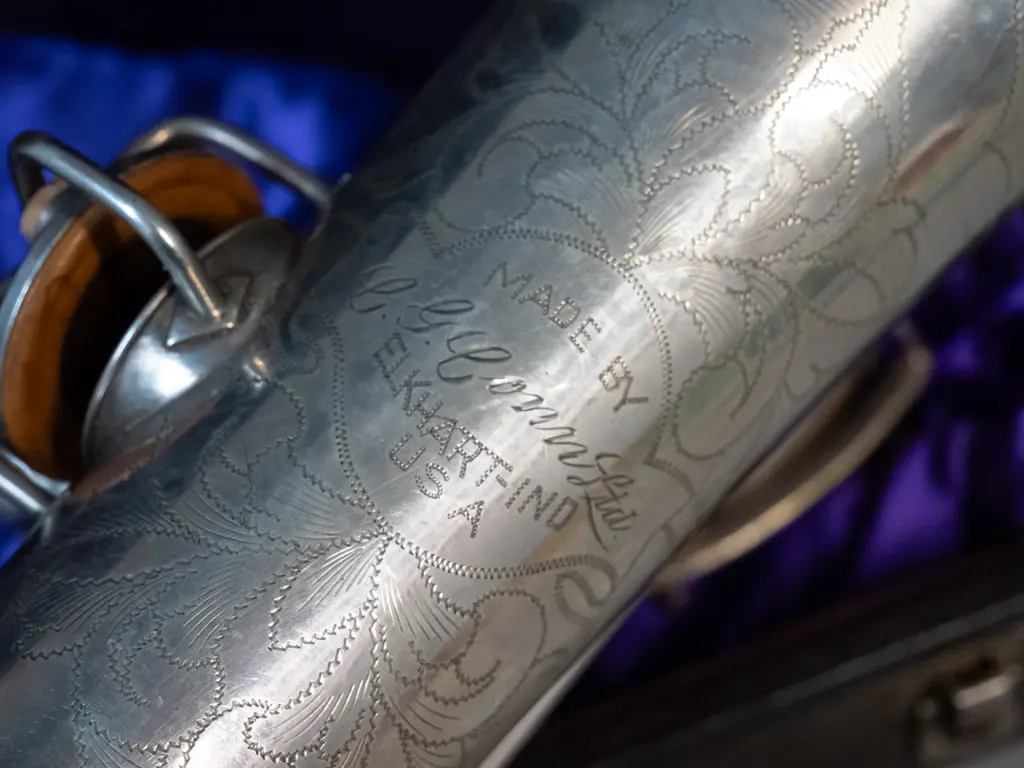 C.G. Conn Elkhart Indiana tenor saxophone with fitted case - some dents and wear to plating, playing condition unknown Image 1++