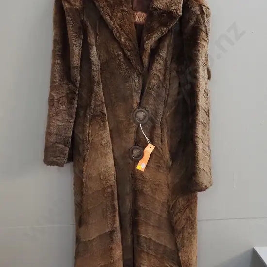 vintage full length trimmed rabbit fur coat with Pattison Ede label