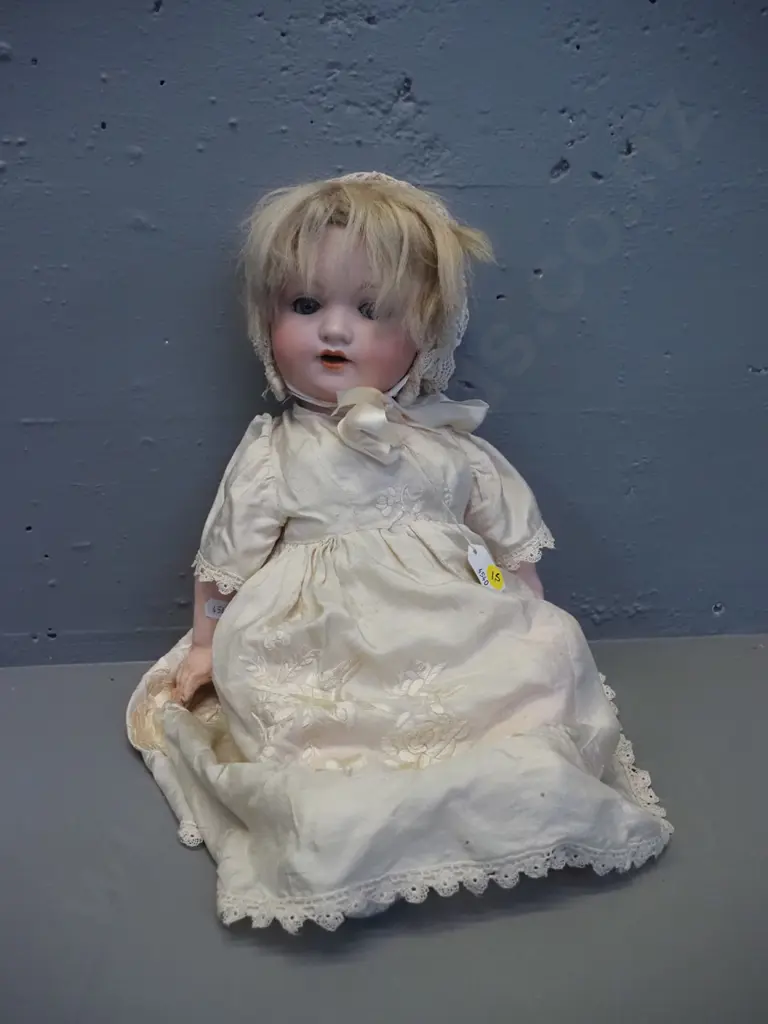 vintage porcelain doll - marked AM 985 7 Germany - some wear,  joints loose etc. L-430 Image 1++