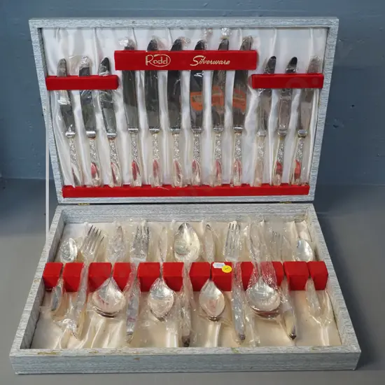 as-new cased Rodd "Christine" pattern plated cutlery 6-place setting
