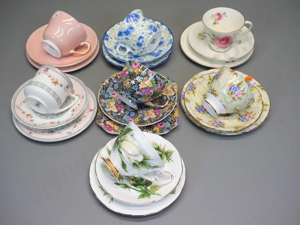 7 English bone china trios -  including 2 Royal Doulton, Wedgwood, etc. Image 1++