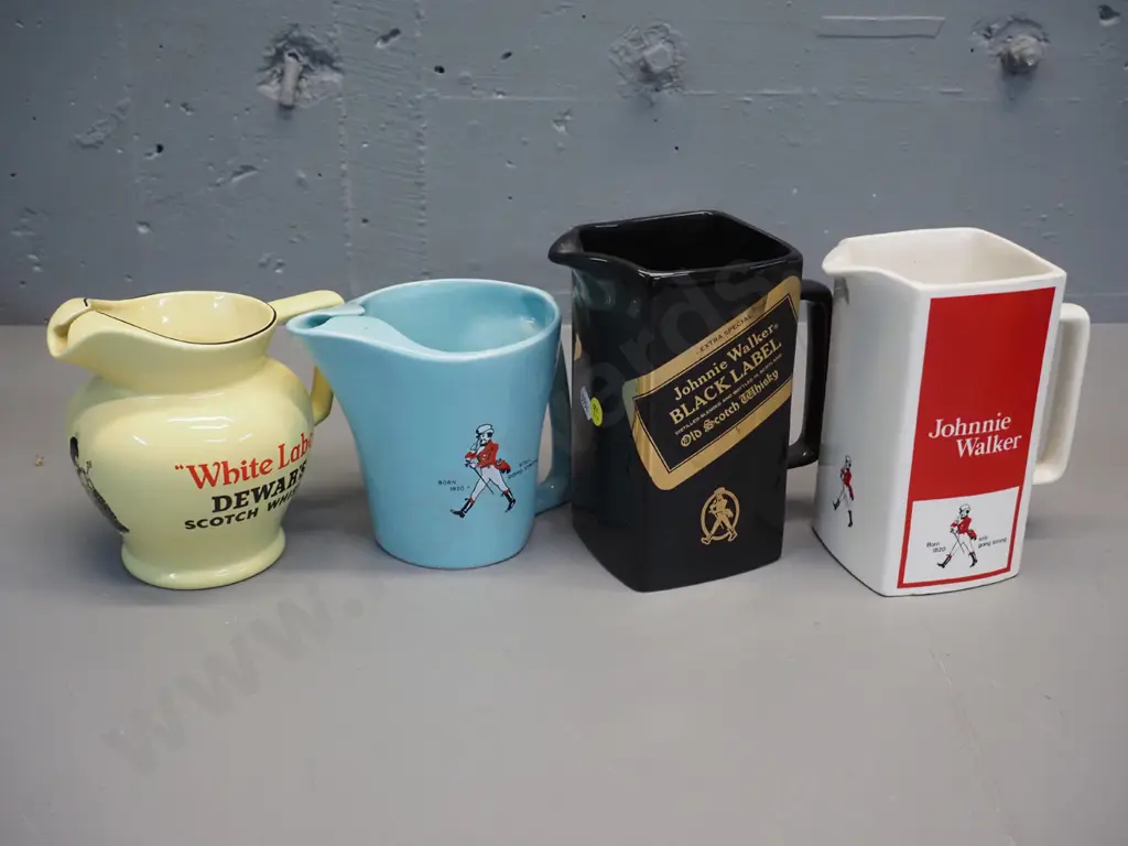 4 Scotch whisky water jugs all made by Wade - 3 are Johnnie Walker. Tallest is H170 Image 1++