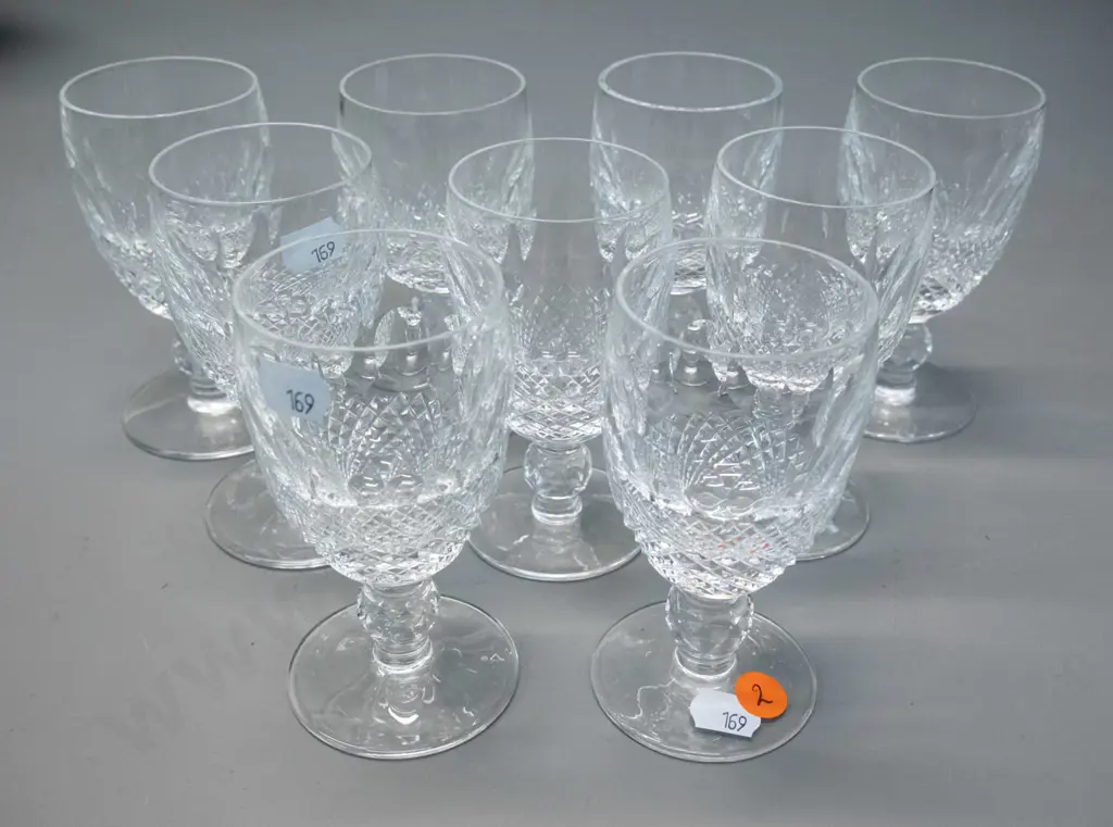 set of 9 Waterford cut crystal sherry glasses H-110 Image 1++