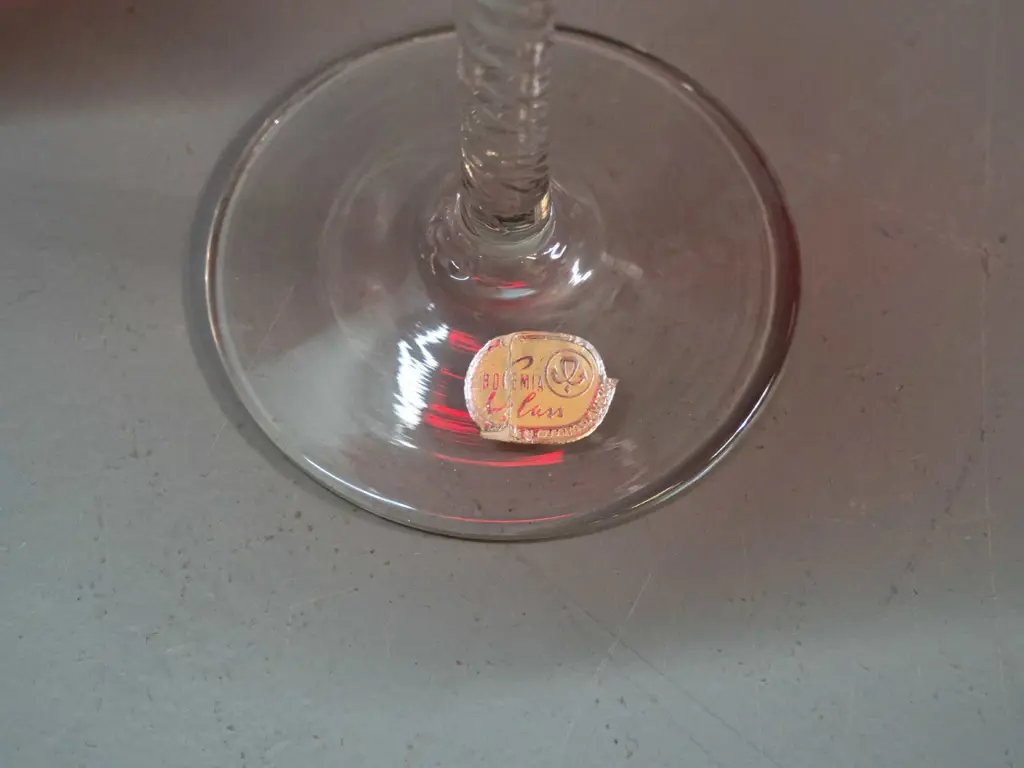 large assortment of clear-stemmed red glass items - 22 total, in 5 sizes, largest are H-140 D-110 Image 1++