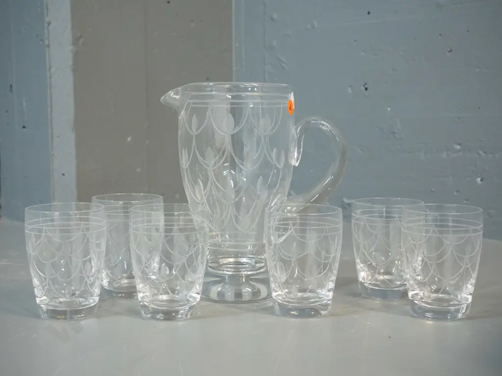 Stuart cut crystal water set - jug H-200 and 6 glasses Image 1++