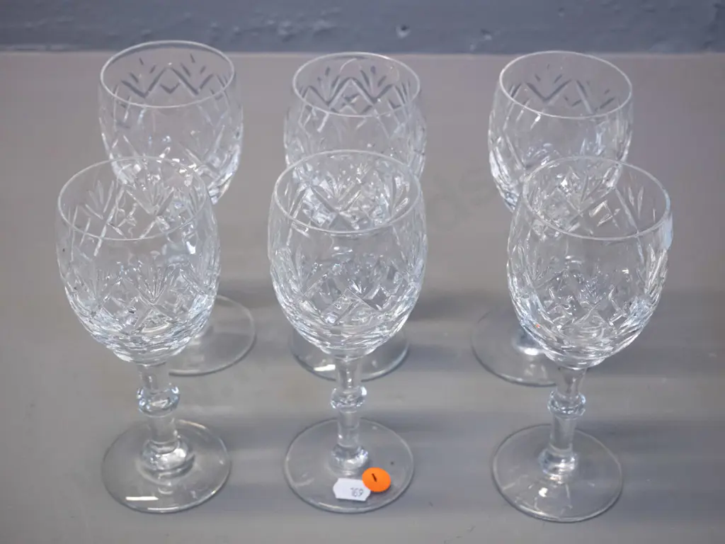set of 6 Webb Corbett cut crystal wine glasses H-165 Image 1++
