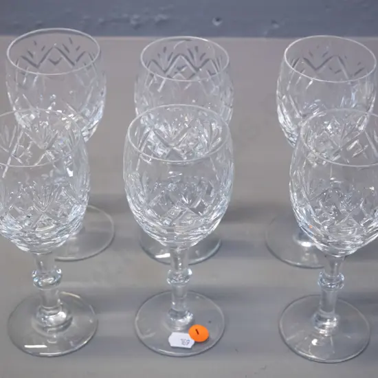 set of 6 Webb Corbett cut crystal wine glasses H-165