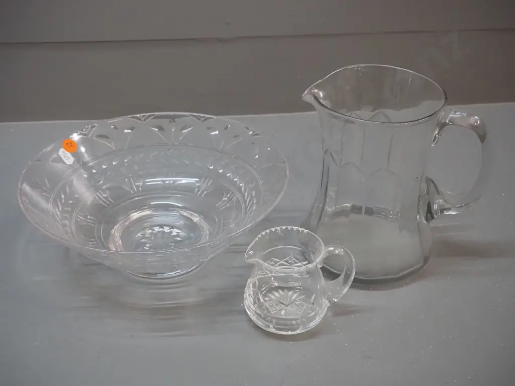 cut crystal salad bowl D-250, small jug and cut glass jug H-170 Image 1++