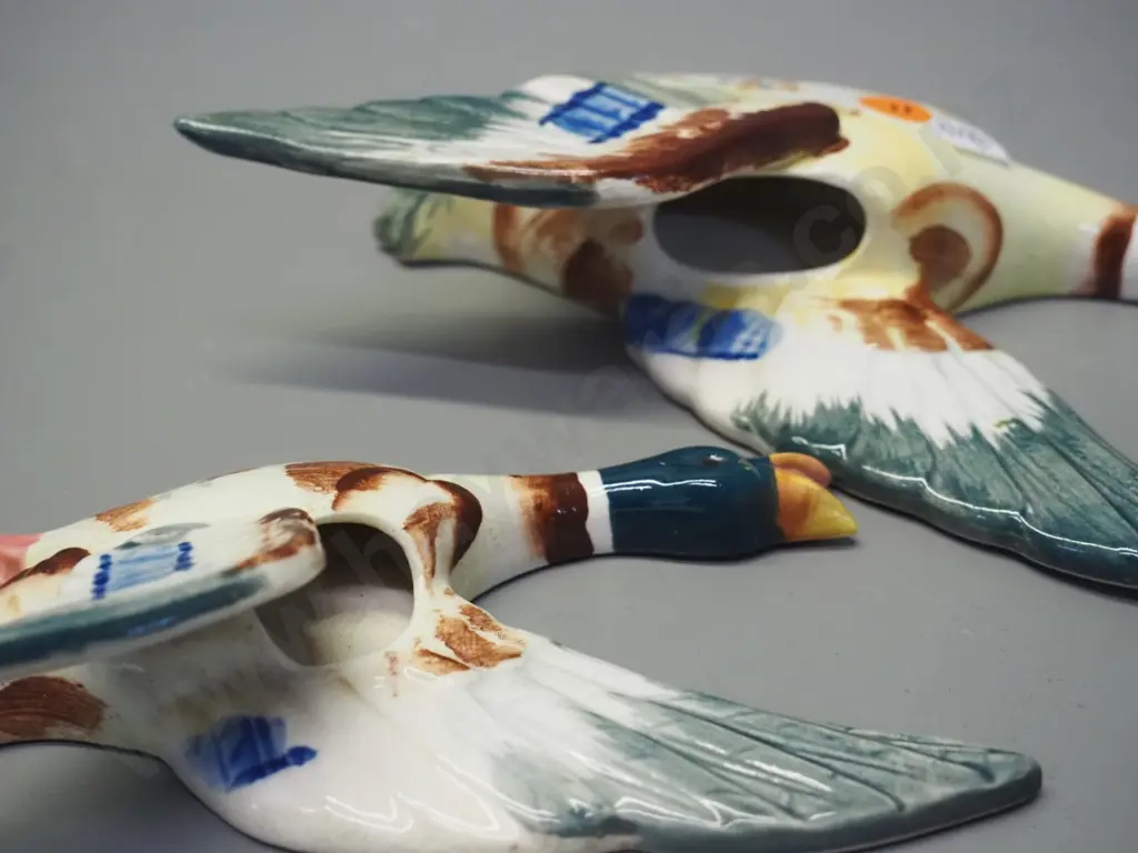 3 flying wall pocket ducks - no maker's marks - largest is H-110 W-200 Image 1++