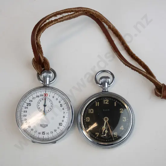 Elgin pocket watch and a Heuer stopwatch O.S.P.S.S.A. #2