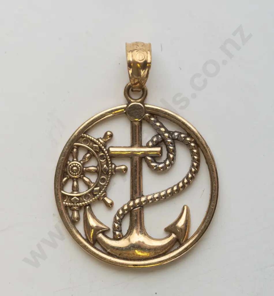 gold necklace with anchor stamped 925 no chain Image 1++