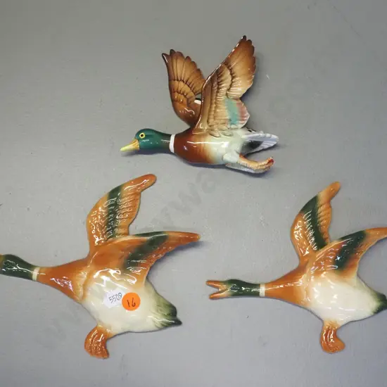 3 flying wall ducks - one non matching, largest is H-150 W-170