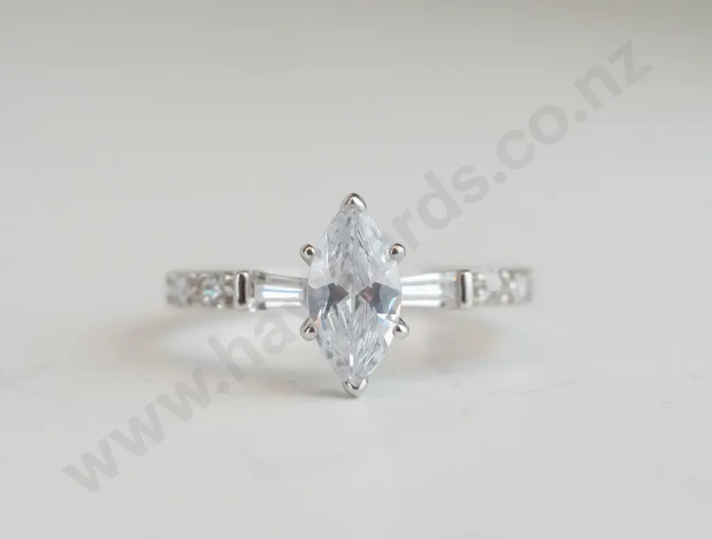 silver cz dress ring stamped 925 Image 1++