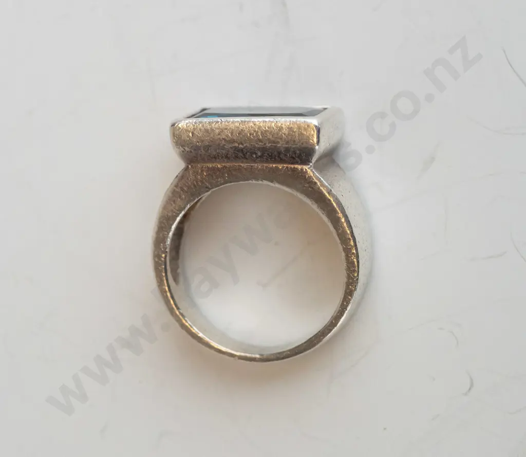 silver aquamarine ring stamped Image 1++