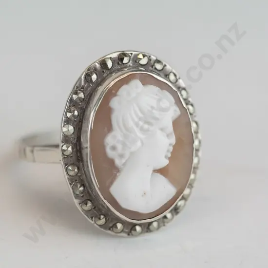 marcasite & cameo ring