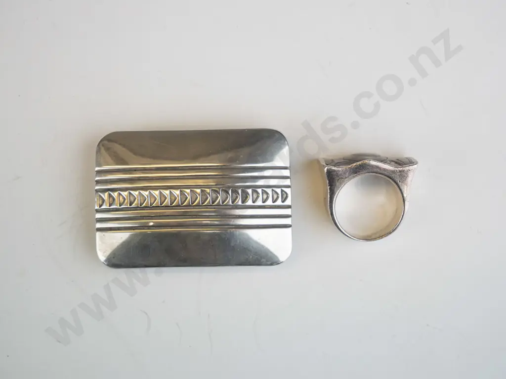 silver paua shell ring stamped 925 & silver buckle stamped Kee Nataani sterling Image 1++