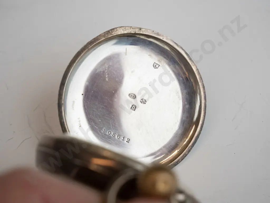 vintage gent's pocket watch and fob chain - case marked 925, unsure of chain Image 1++