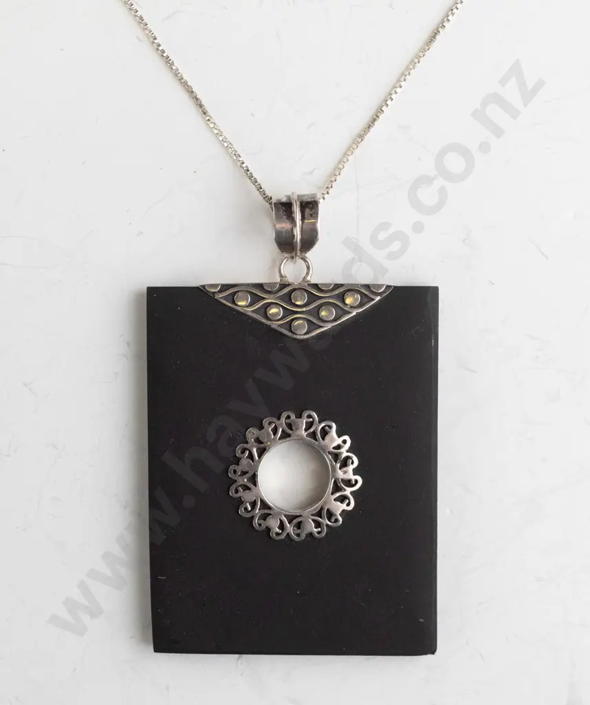 silver & black necklace both stamped 925 Image 1++