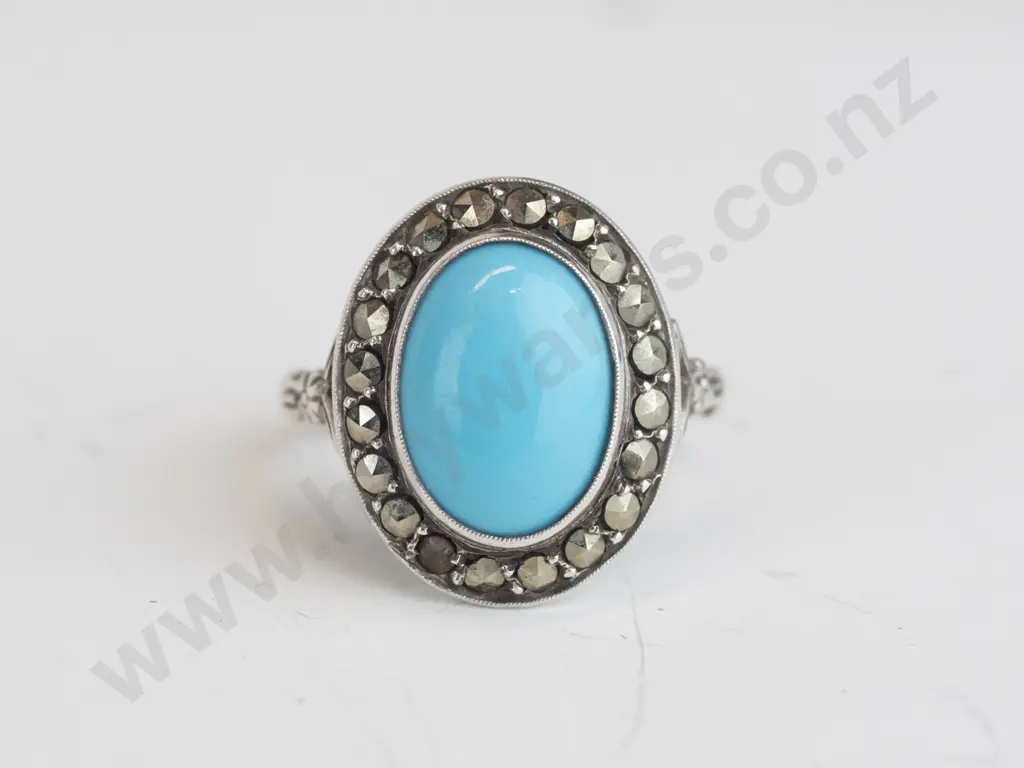 marcasite & torquoise ring Image 1++