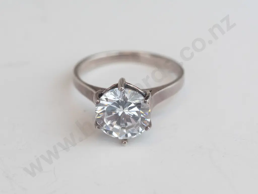 silver cz dress ring stamped 925 Image 1++