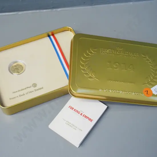 New Zealand Anzac 100 Years 1/4 ounce gold $10 coin in tin